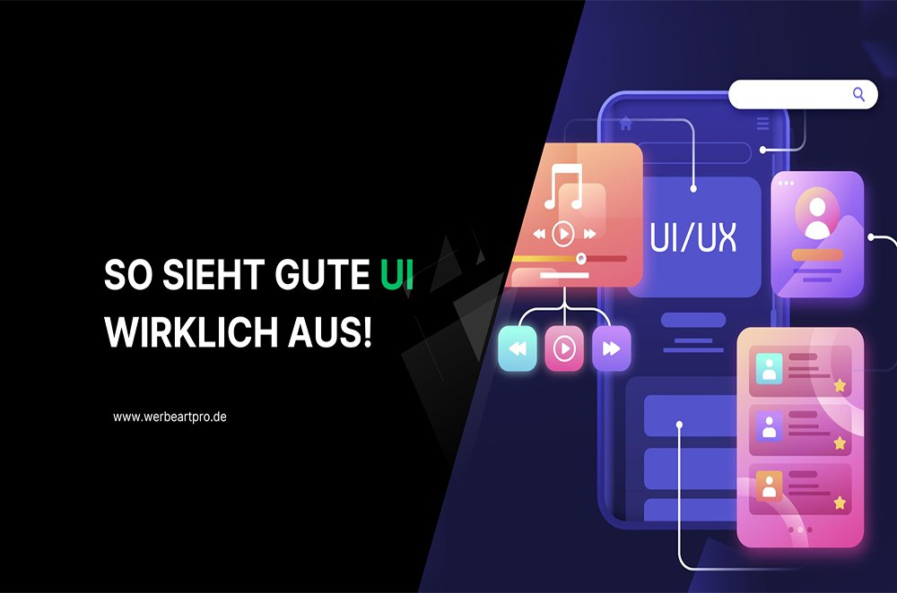 Grafik zur Erklärung von UI-Design: einfache Benutzeroberfläche mit klaren Elementen und moderner Struktur